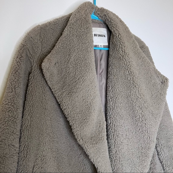 Gray Fuzzy BB DAKOTA Oversized Teddy Jacket Coat - Picture 2 of 8
